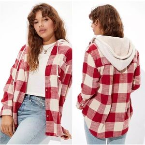 NWOT-AE Flannel Sherpa Hooded Top